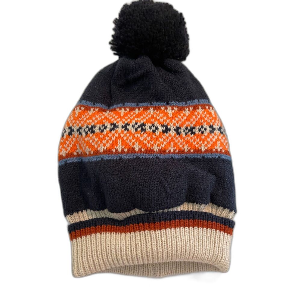 Unisex Pom Beanie with Lined Goodfellow & Co Navy & Orange One Size Fits All